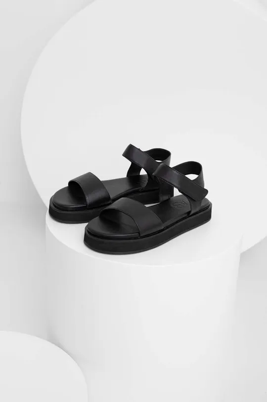 Usnjeni sandali Answear Lab črna