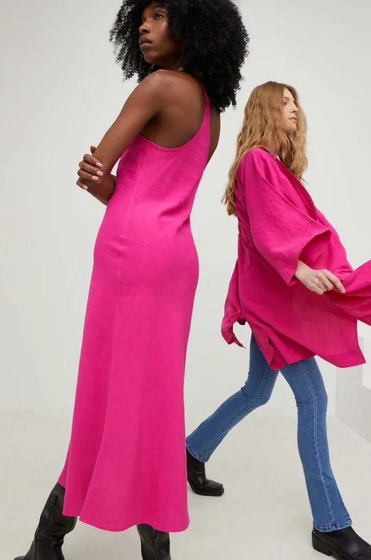 ροζ Φόρεμα με λινό Answear Lab  X limited collection SISTERHOOD Γυναικεία
