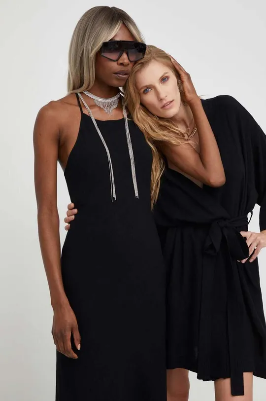 czarny Answear Lab sukienka z lnem X kolekcja limitowana BE SHERO Damski