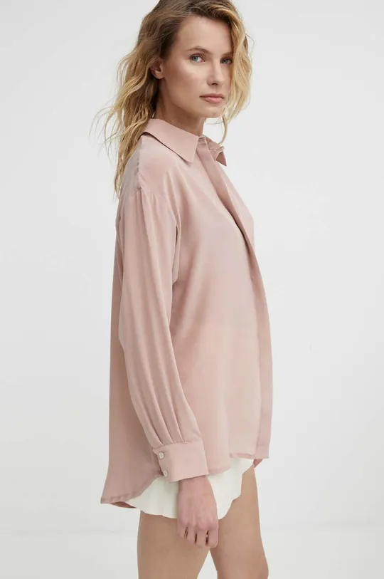 Μεταξωτό πουκάμισο Answear Lab ροζ