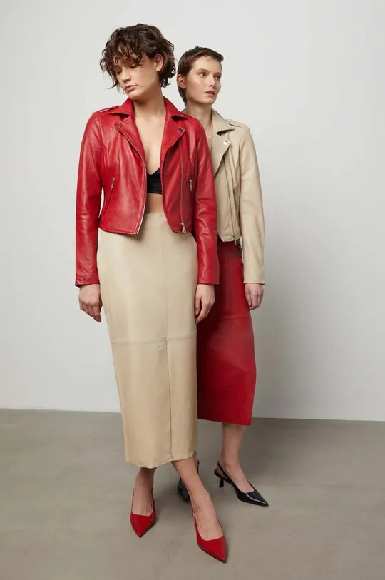 κόκκινο Δερμάτινο jacket Answear Lab Γυναικεία
