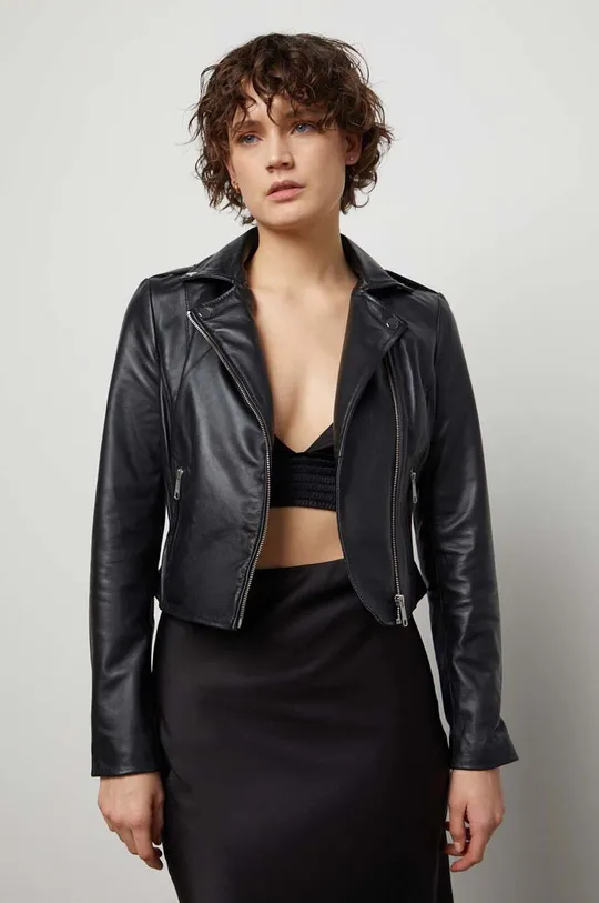 μαύρο Δερμάτινο jacket Answear Lab Γυναικεία