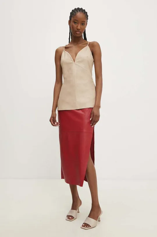 κόκκινο Δερμάτινη φούστα Answear Lab