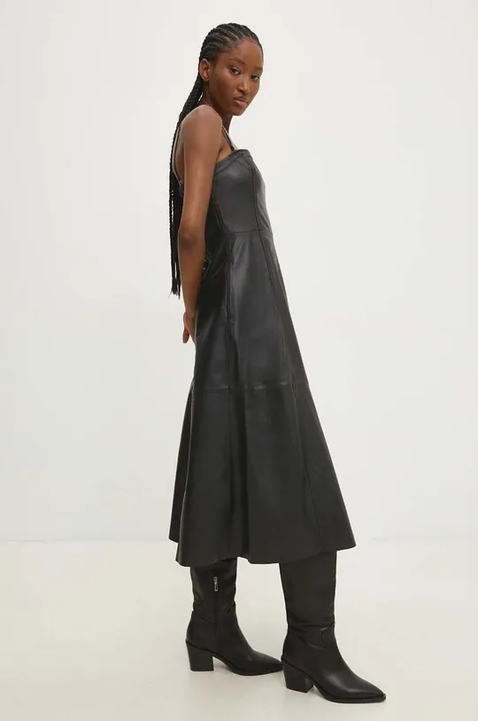 Δερμάτινο φόρεμα Answear Lab μαύρο