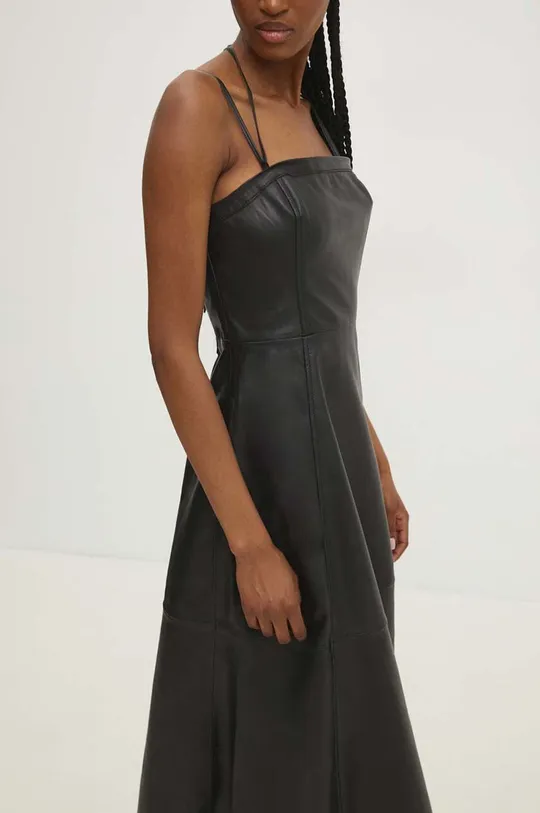 crna Kožna haljina Answear Lab