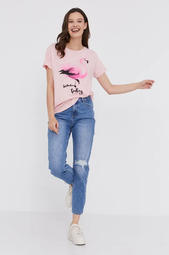 Answear Lab T-shirt różowy