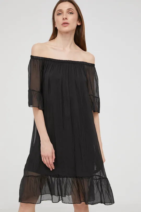 μαύρο Μεταξωτό φόρεμα Answear Lab Silk Γυναικεία