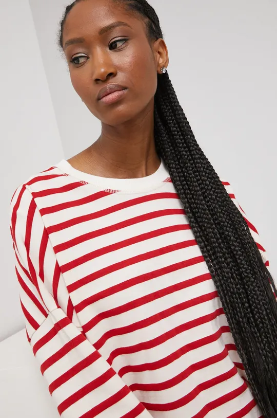 κόκκινο Βαμβακερή μπλούζα με μακριά μανίκια Answear Lab Γυναικεία