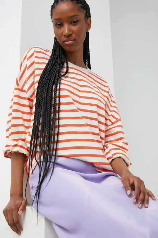 πορτοκαλί Βαμβακερή μπλούζα με μακριά μανίκια Answear Lab Γυναικεία