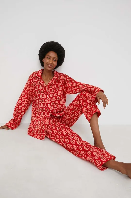 κόκκινο Βαμβακερές πιτζάμες Answear Lab Γυναικεία