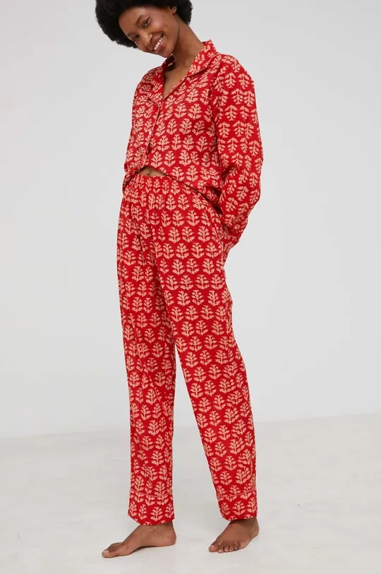 Βαμβακερές πιτζάμες Answear Lab κόκκινο