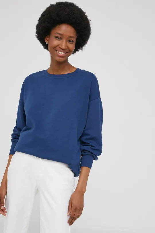 niebieski Answear Lab bluza bawełniana