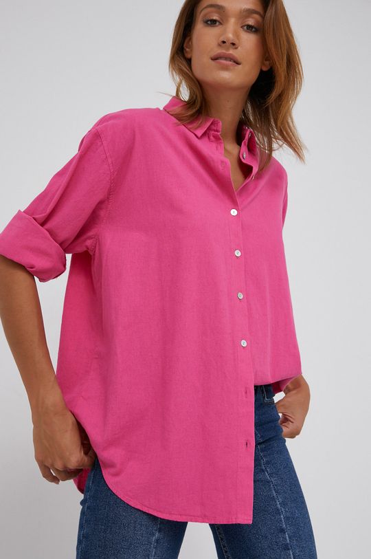 różowy Answear Lab Koszula z domieszką lnu Damski