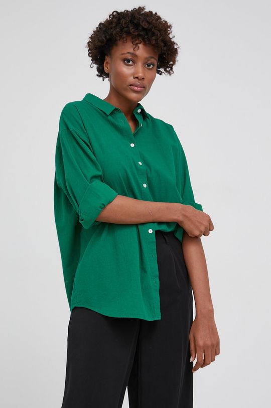 zielony Answear Lab Koszula z domieszką lnu