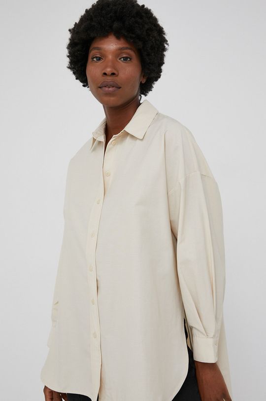 krémová Bavlnená košeľa Answear Lab Dámsky