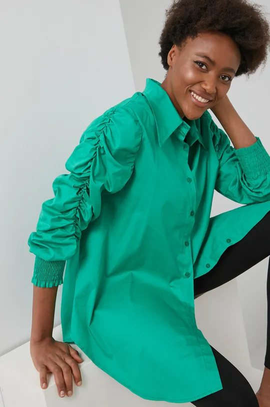 зелёный Хлопковая рубашка Answear Lab Женский