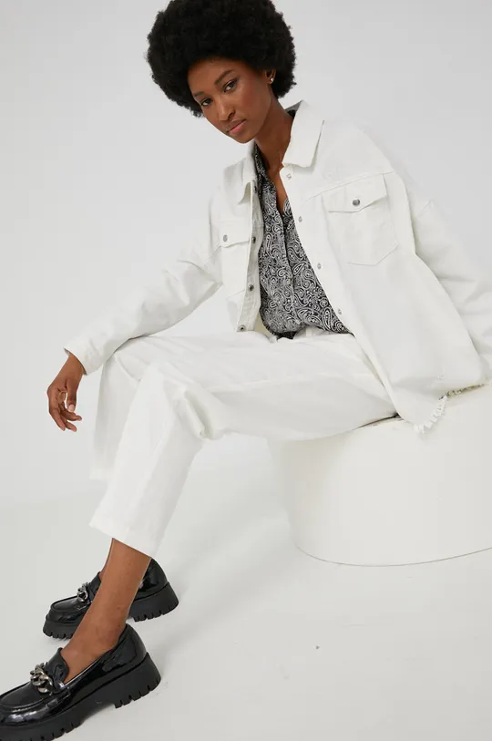 λευκό Βαμβακερό τζιν πουκάμισο Answear Lab Γυναικεία