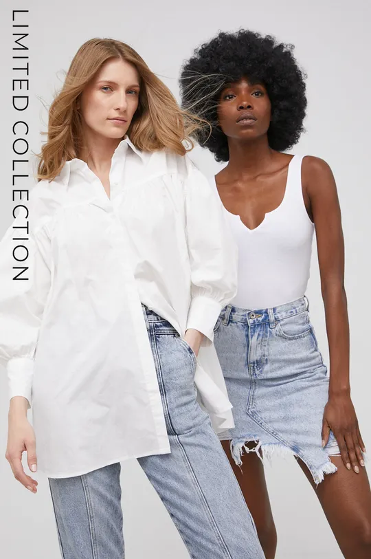 λευκό Βαμβακερό πουκάμισο Answear Lab X limited festival collection BE BRAVE Γυναικεία