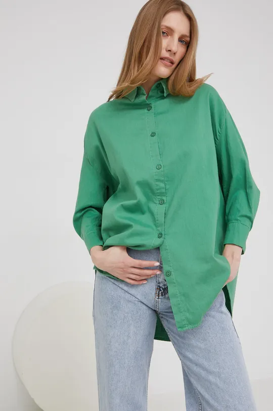zelena Pamučna košulja Answear Lab Ženski