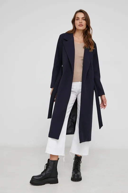 Μάλλινο παλτό Answear Lab σκούρο μπλε