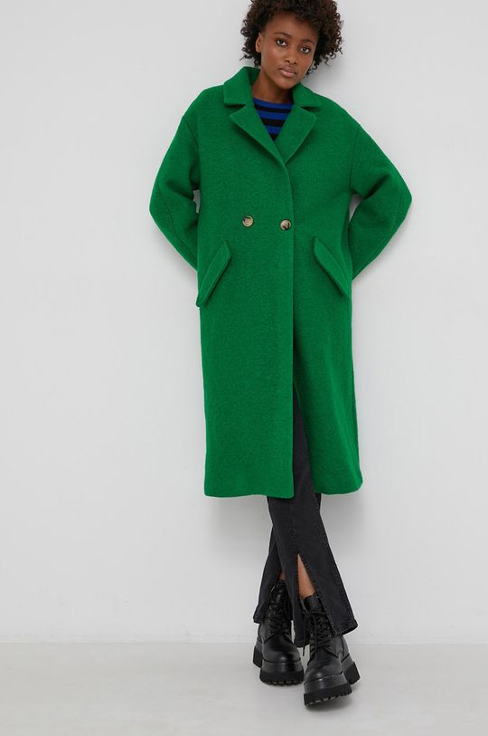 Vlněný kabát Answear Lab zelená