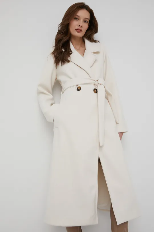 Answear Lab - Μάλλινο παλτό μπεζ