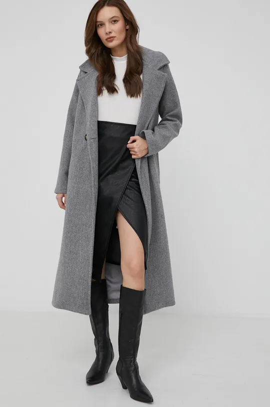 γκρί Answear Lab - Μάλλινο παλτό Γυναικεία