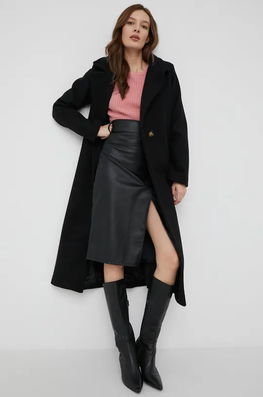 μαύρο Answear Lab - Μάλλινο παλτό Γυναικεία