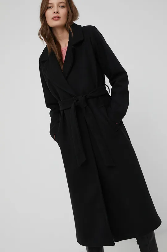 Answear Lab - Μάλλινο παλτό μαύρο