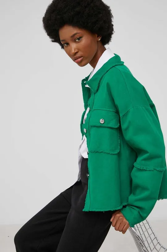 πράσινο Βαμβακερό τζιν μπουφάν Answear Lab Γυναικεία