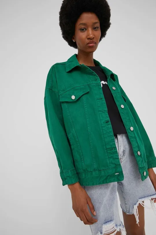 zelená Rifľová bunda Answear Lab Dámsky