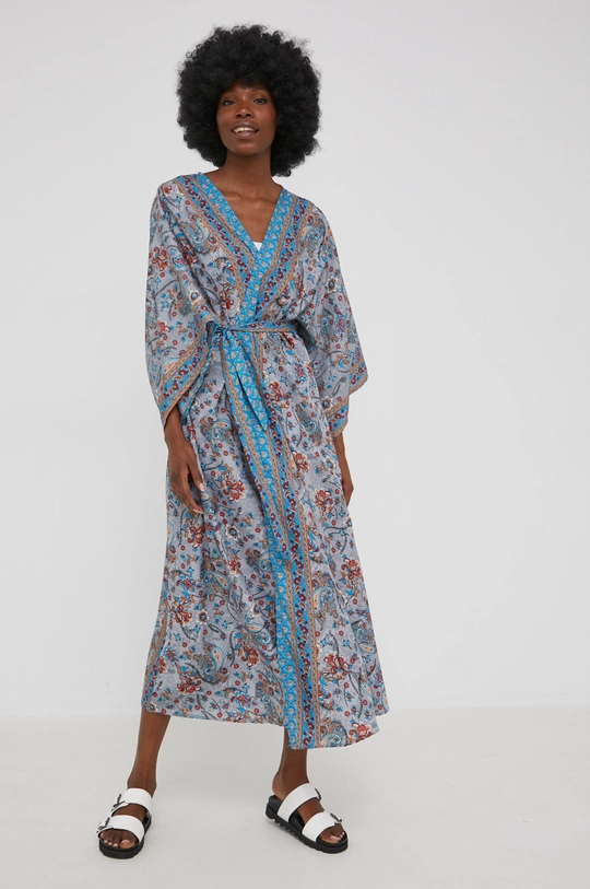 plava Svileni kimono Answear Lab