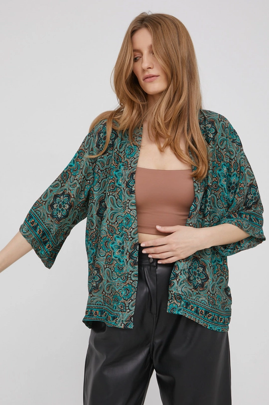 zielony Answear Lab kimono jedwabne answear.LAB X limitowana kolekcja festiwalowa BE BRAVE