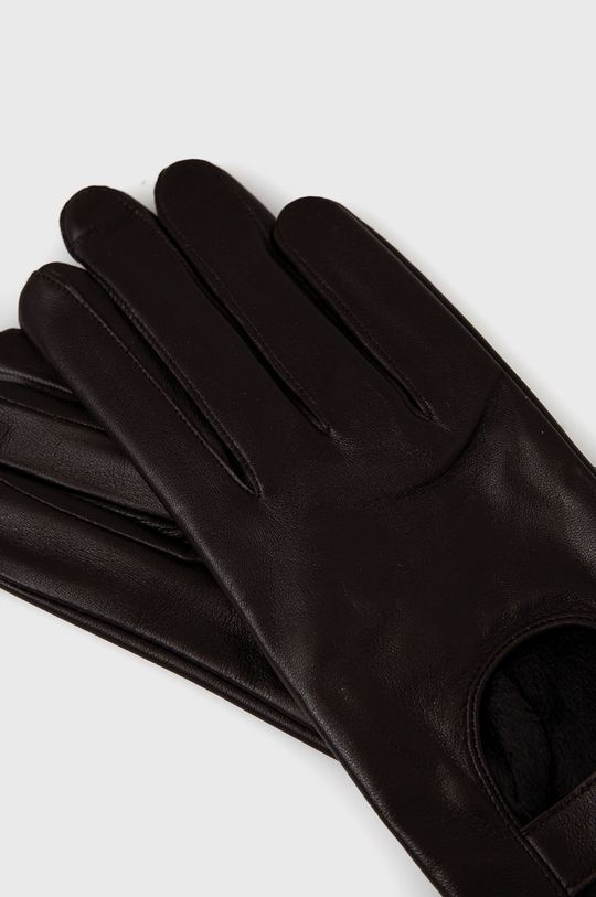 Kožené rukavice Answear Lab tmavohnedá