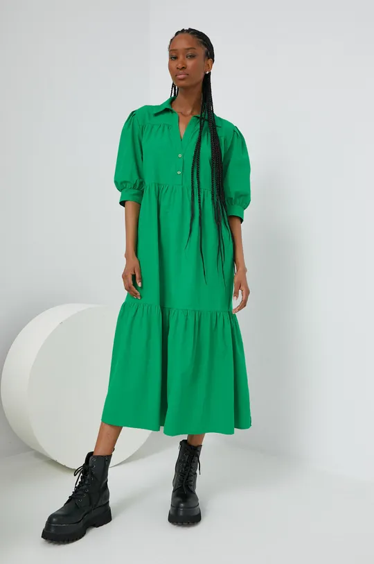 zelená Bavlnené šaty Answear Lab Dámsky