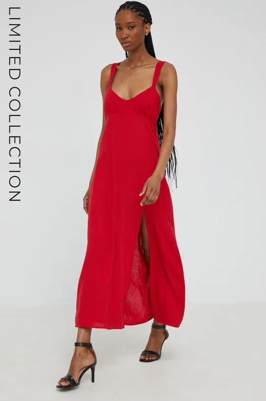 κόκκινο Βαμβακερό φόρεμα Answear Lab X limited festival collection BE BRAVE Γυναικεία