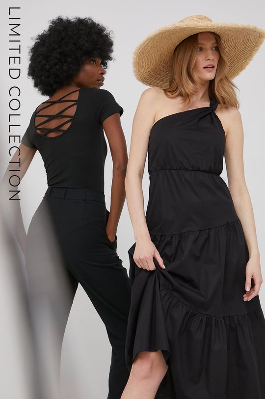 černá Bavlněné šaty Answear Lab x limitovaná festivalová kolekce BE BRAVE Dámský