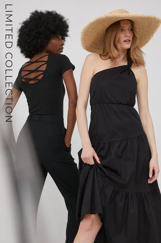 čierna Bavlnené šaty Answear Lab x limitovaná festivalová kolekcia BE BRAVE Dámsky