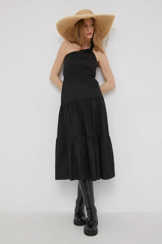 Bavlnené šaty Answear Lab x limitovaná festivalová kolekcia BE BRAVE čierna