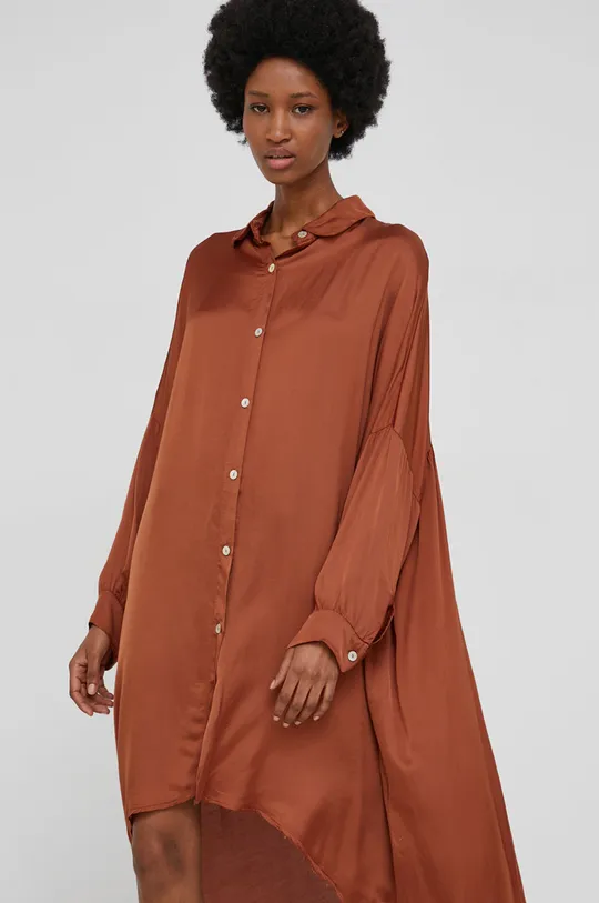 brązowy Answear Lab Sukienka z jedwabiem