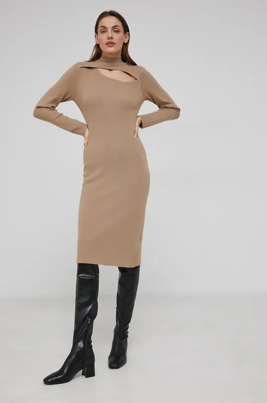 brązowy Answear Lab Sukienka z wełną Damski