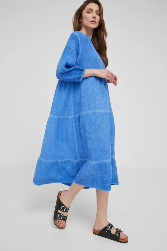 modrá Bavlnené šaty Answear Lab Dámsky