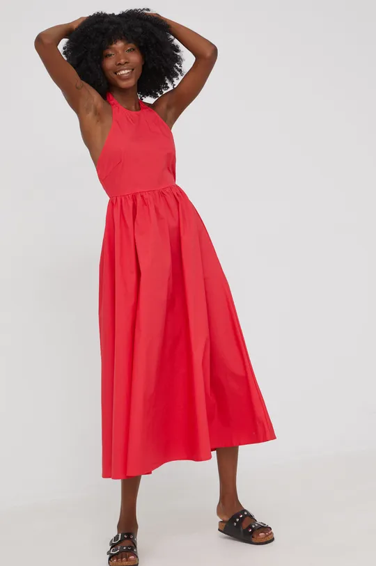 Βαμβακερό φόρεμα Answear Lab κόκκινο