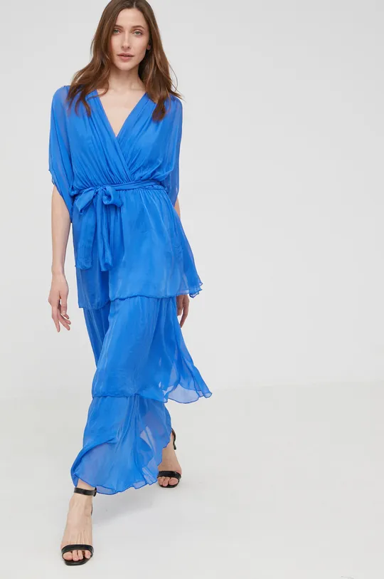 μπλε Μεταξωτό φόρεμα Answear Lab Silk Γυναικεία