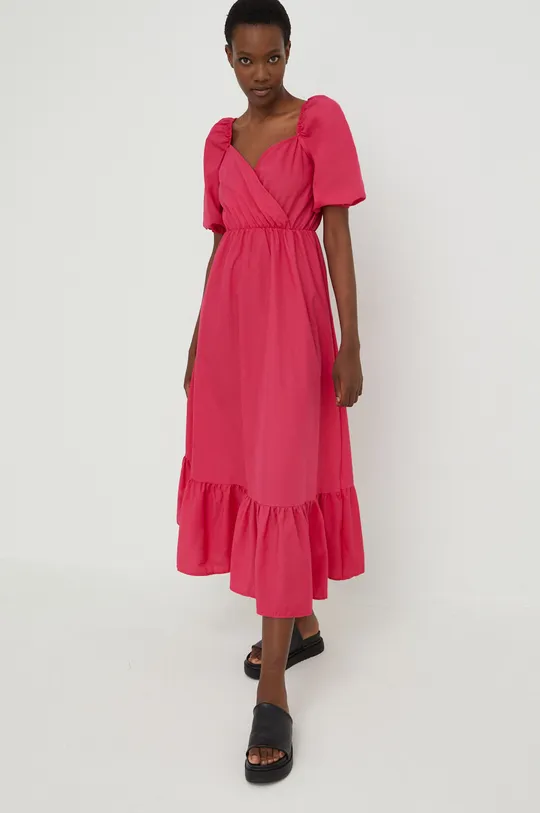 różowy Answear Lab sukienka bawełniana Damski