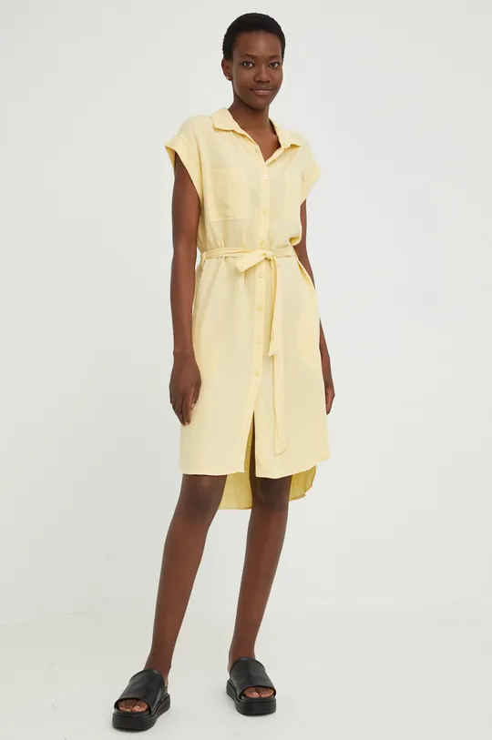 Ľanové šaty Answear Lab žltá