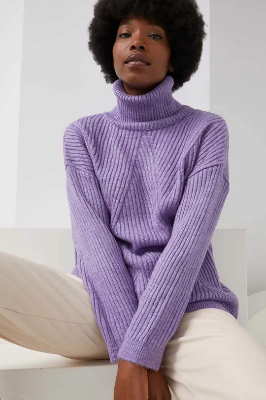 fioletowy Answear Lab Sweter z wełną Damski