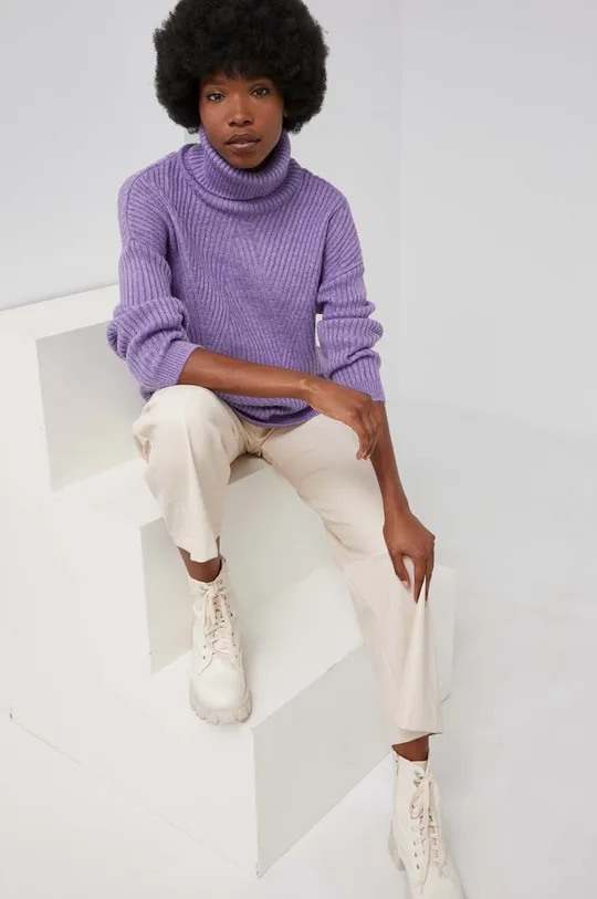 Answear Lab Sweter z wełną fioletowy