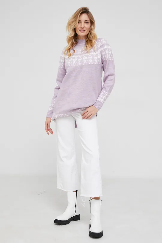 Answear Lab Sweter z wełną fioletowy