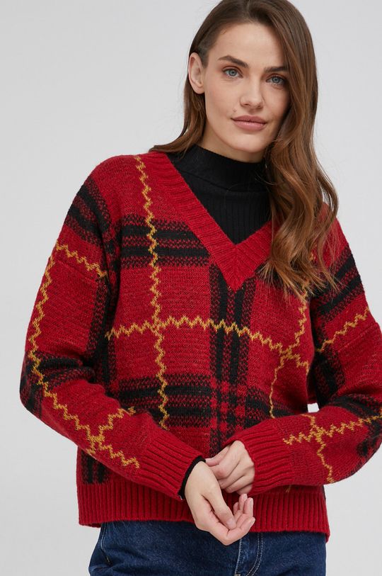 czerwony Answear Lab Sweter z wełną Damski